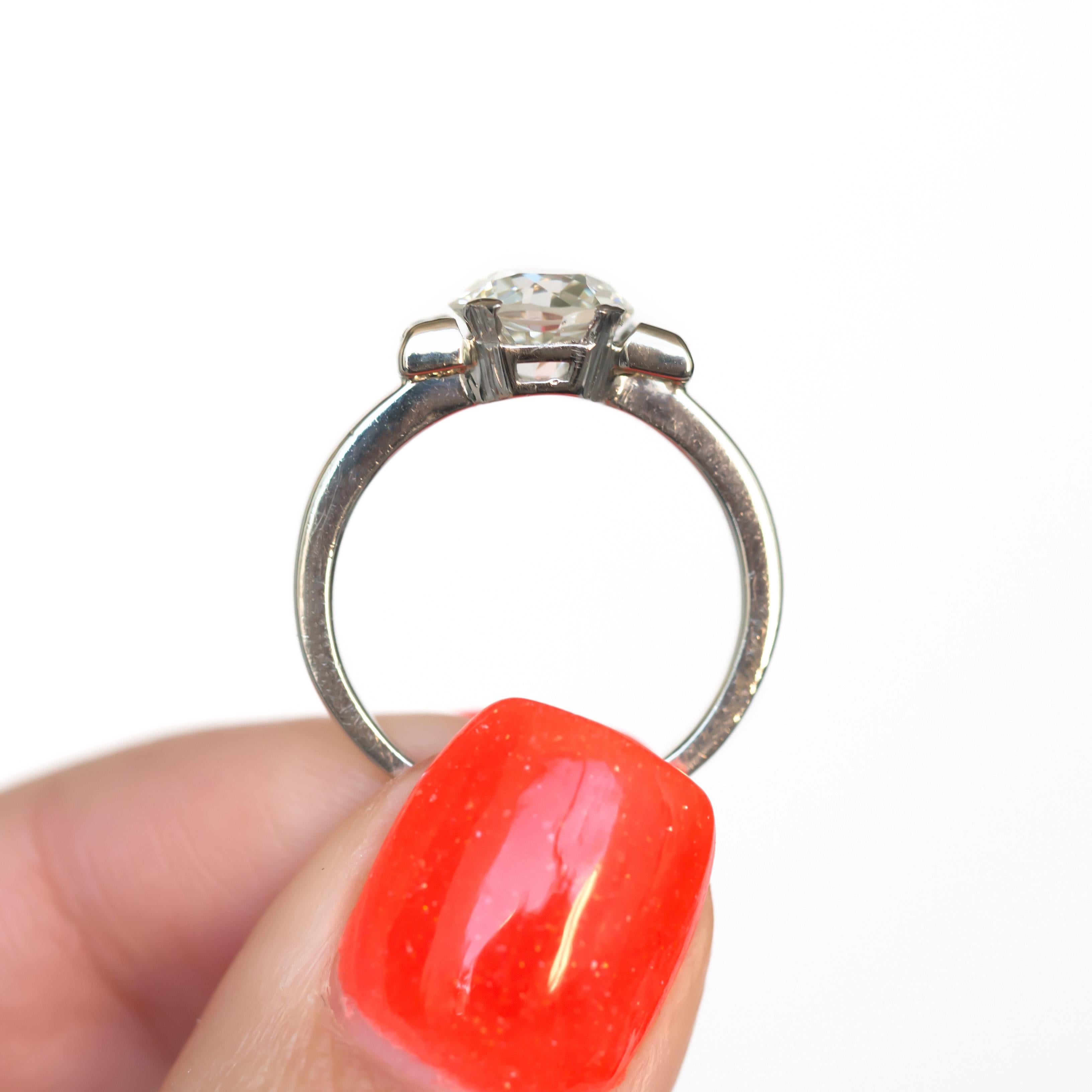 Old European Cut GIA Certified 1.64 Carat Diamond Platinum Engagement Ring For Sale