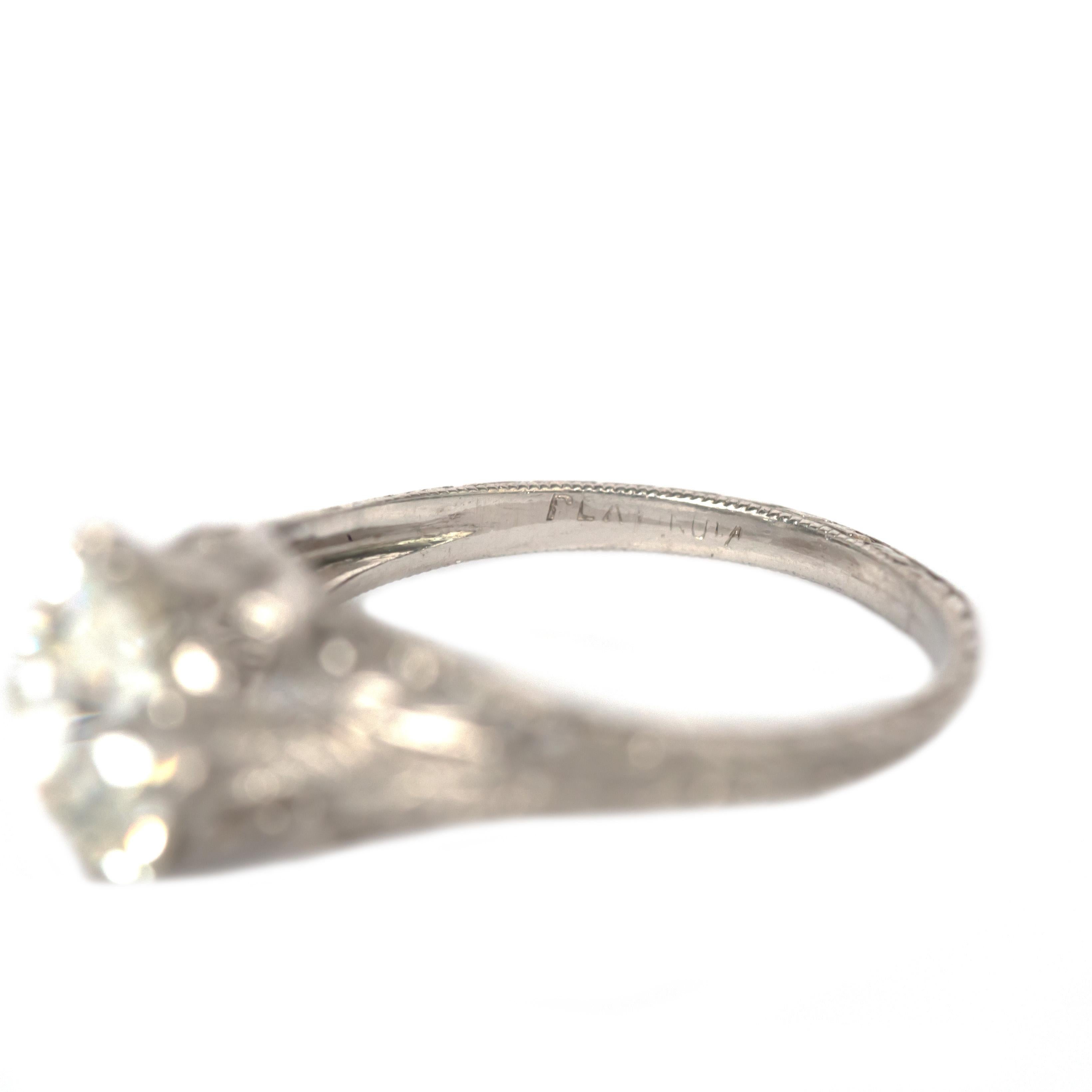 Women's or Men's GIA Certified 1.64 Carat Diamond Platinum Engagement Ring