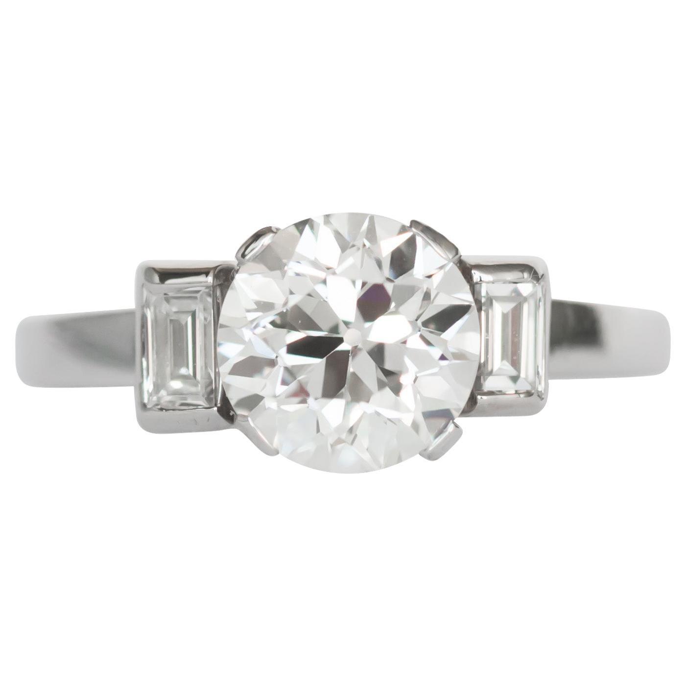 GIA Certified 1.64 Carat Diamond Platinum Engagement Ring For Sale