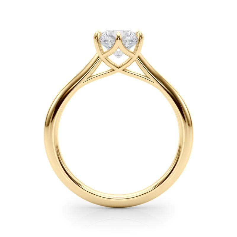 Bague tulipe cathédrale certifiée GIA de 1,64 carat de diamant rond solitaire Neuf - En vente à New York, NY