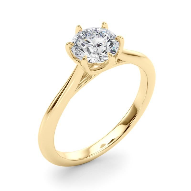 Bague tulipe cathédrale certifiée GIA de 1,64 carat de diamant rond solitaire Pour femmes en vente