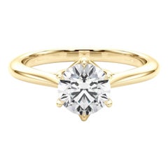 Bague tulipe cathédrale certifiée GIA de 1,64 carat de diamant rond solitaire