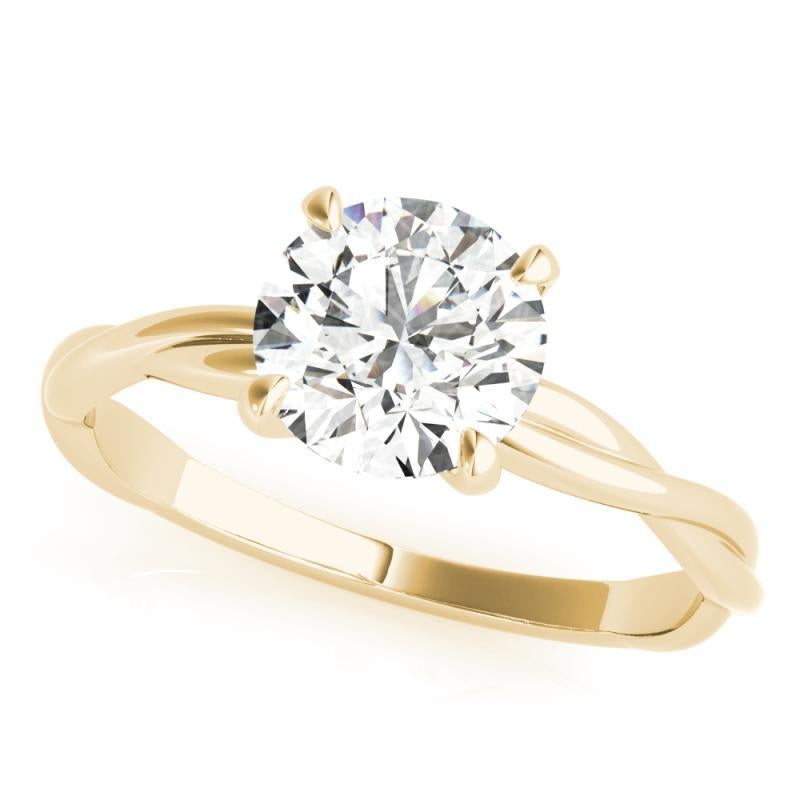 Taille ronde Bague à diamants certifiée GIA de 1,64 carat solitaire rond à vigne torsadée en vente