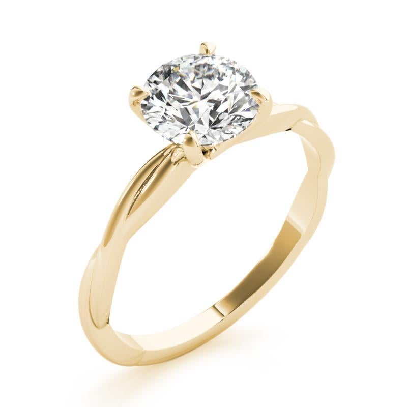 Bague à diamants certifiée GIA de 1,64 carat solitaire rond à vigne torsadée Pour femmes en vente