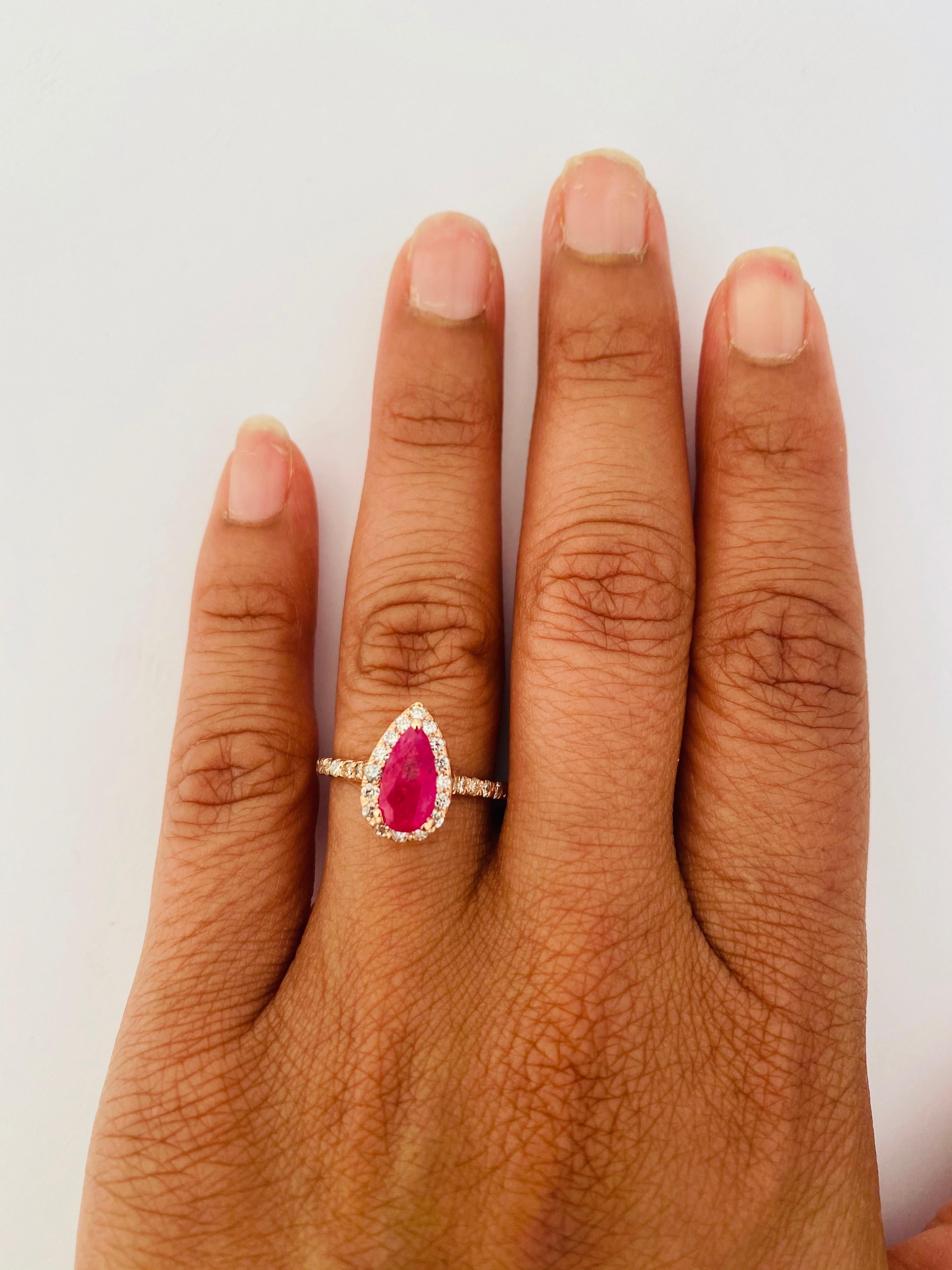 GIA Certified 1.64 Carat Ruby Diamond 14 Karat Rose Gold Bridal Ring In New Condition In Los Angeles, CA