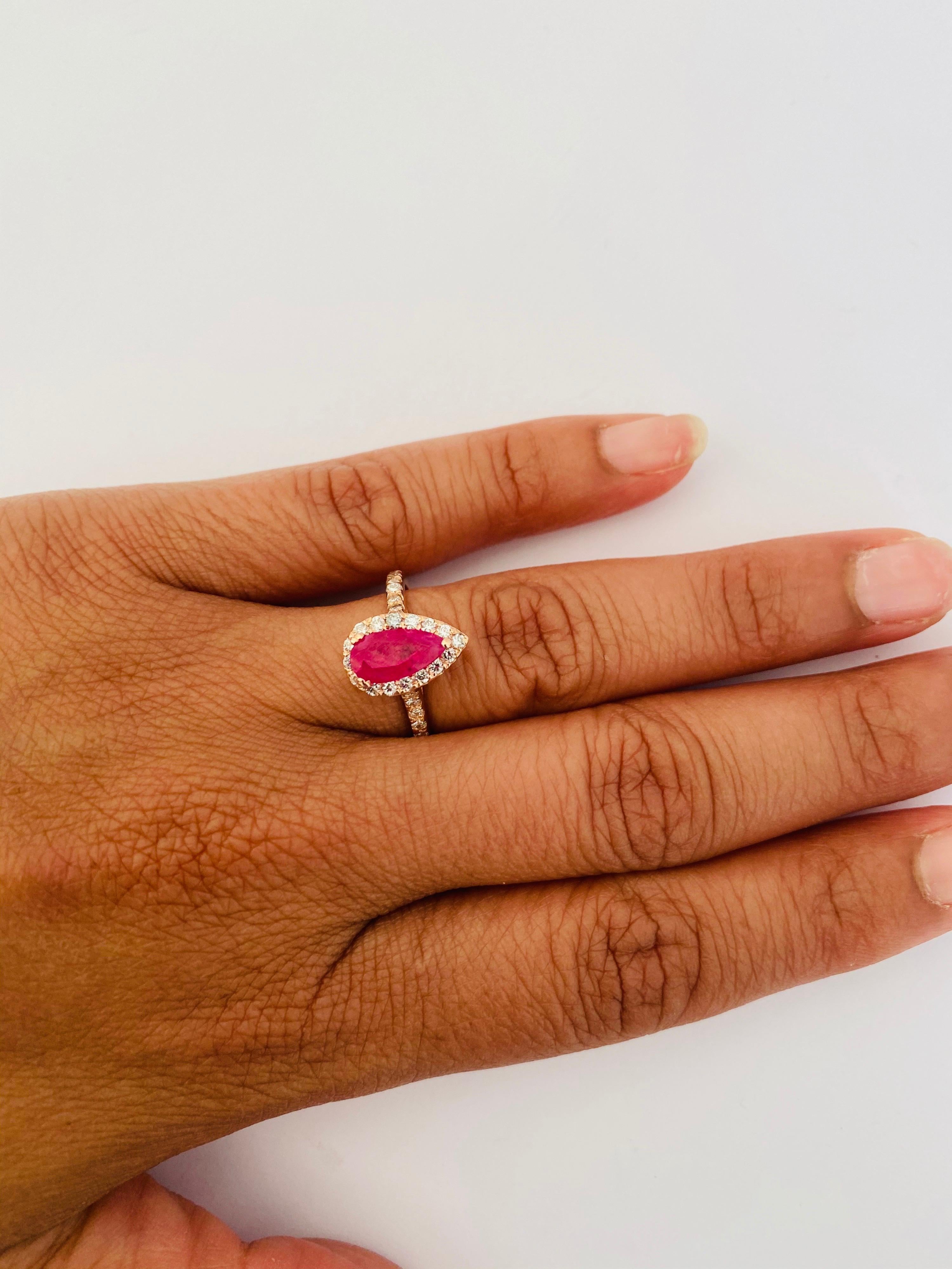 Women's GIA Certified 1.64 Carat Ruby Diamond 14 Karat Rose Gold Bridal Ring