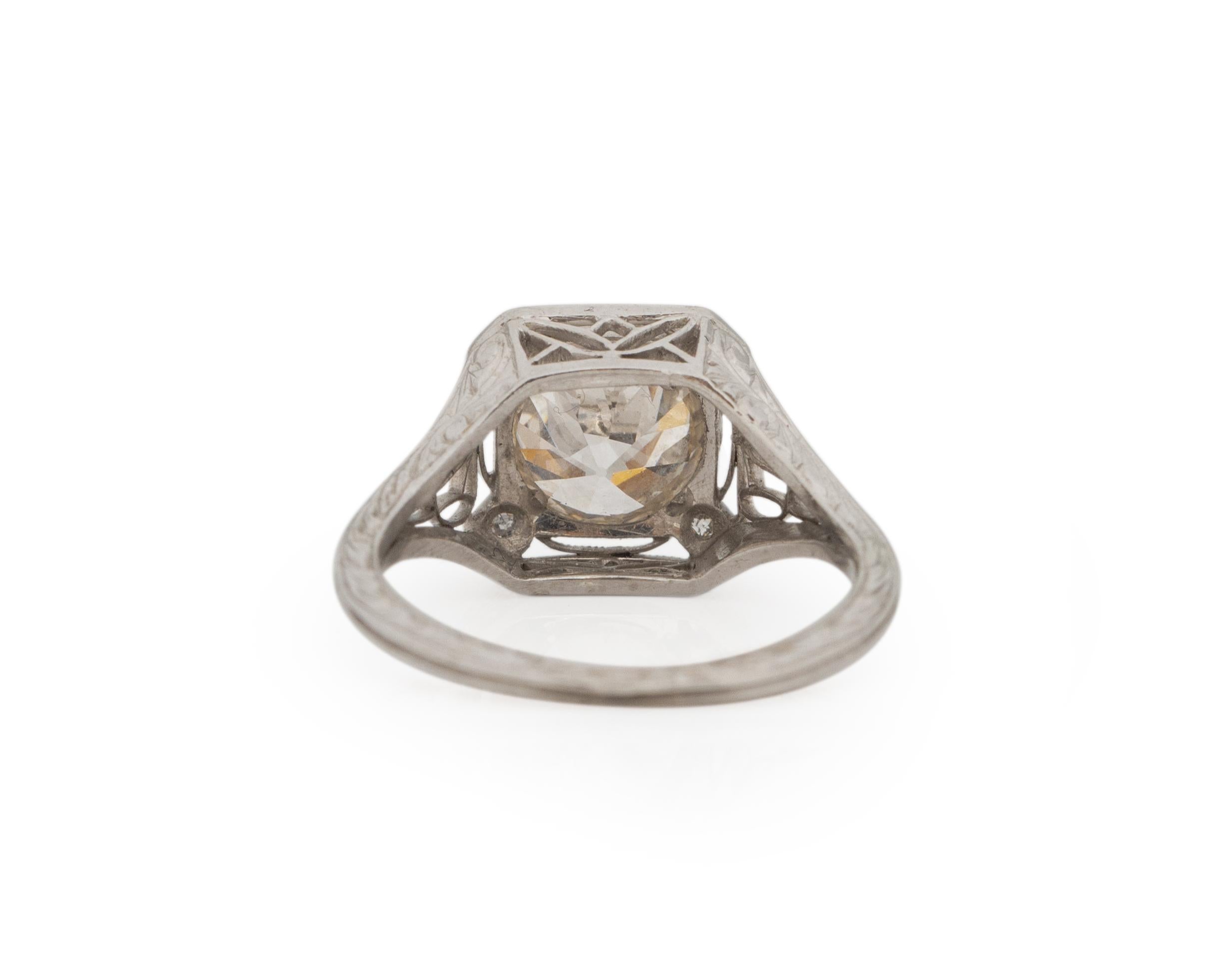 Old European Cut GIA Certified 1.65 Carat Art Deco Diamond Platinum Engagement Ring