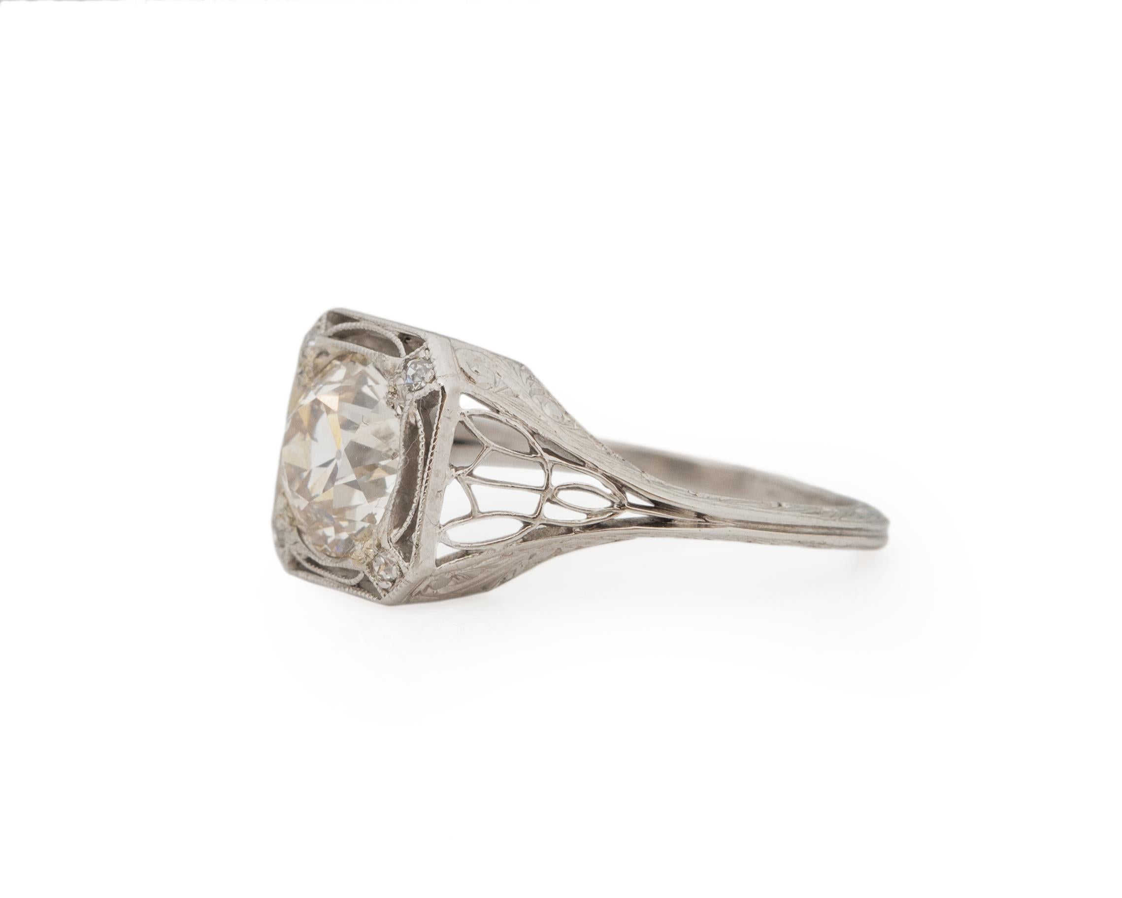 GIA Certified 1.65 Carat Art Deco Diamond Platinum Engagement Ring In Good Condition In Atlanta, GA