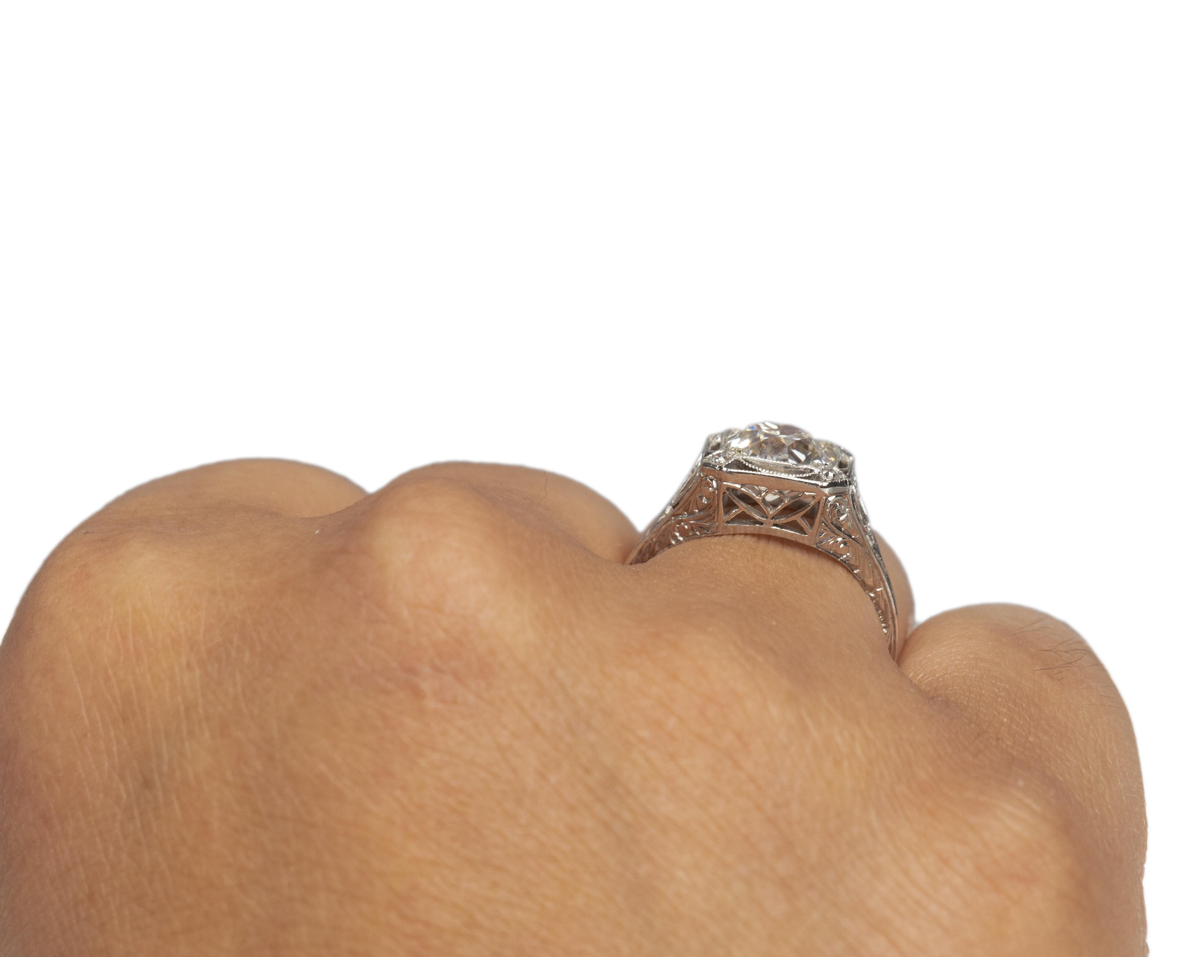 GIA Certified 1.65 Carat Art Deco Diamond Platinum Engagement Ring 3