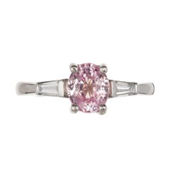 GIA Certified 1.65 Carat Natural Pink Sapphire Diamond Platinum Engagement Ring