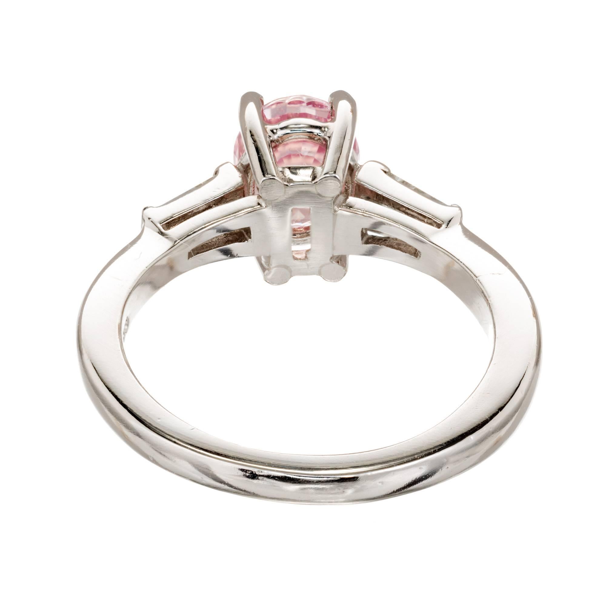 GIA Certified 1.65 Carat Natural Pink Sapphire Diamond Platinum Engagement Ring 3
