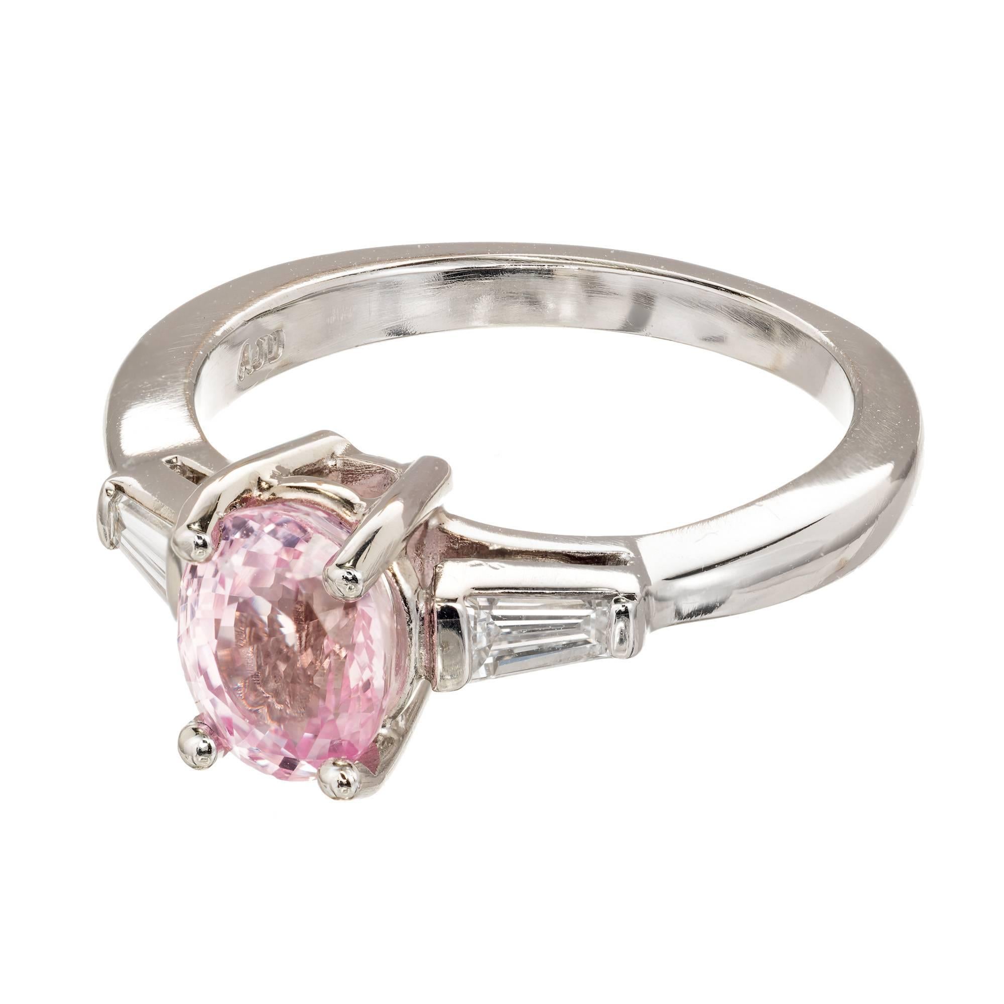 GIA Certified 1.65 Carat Natural Pink Sapphire Diamond Platinum Engagement Ring 4