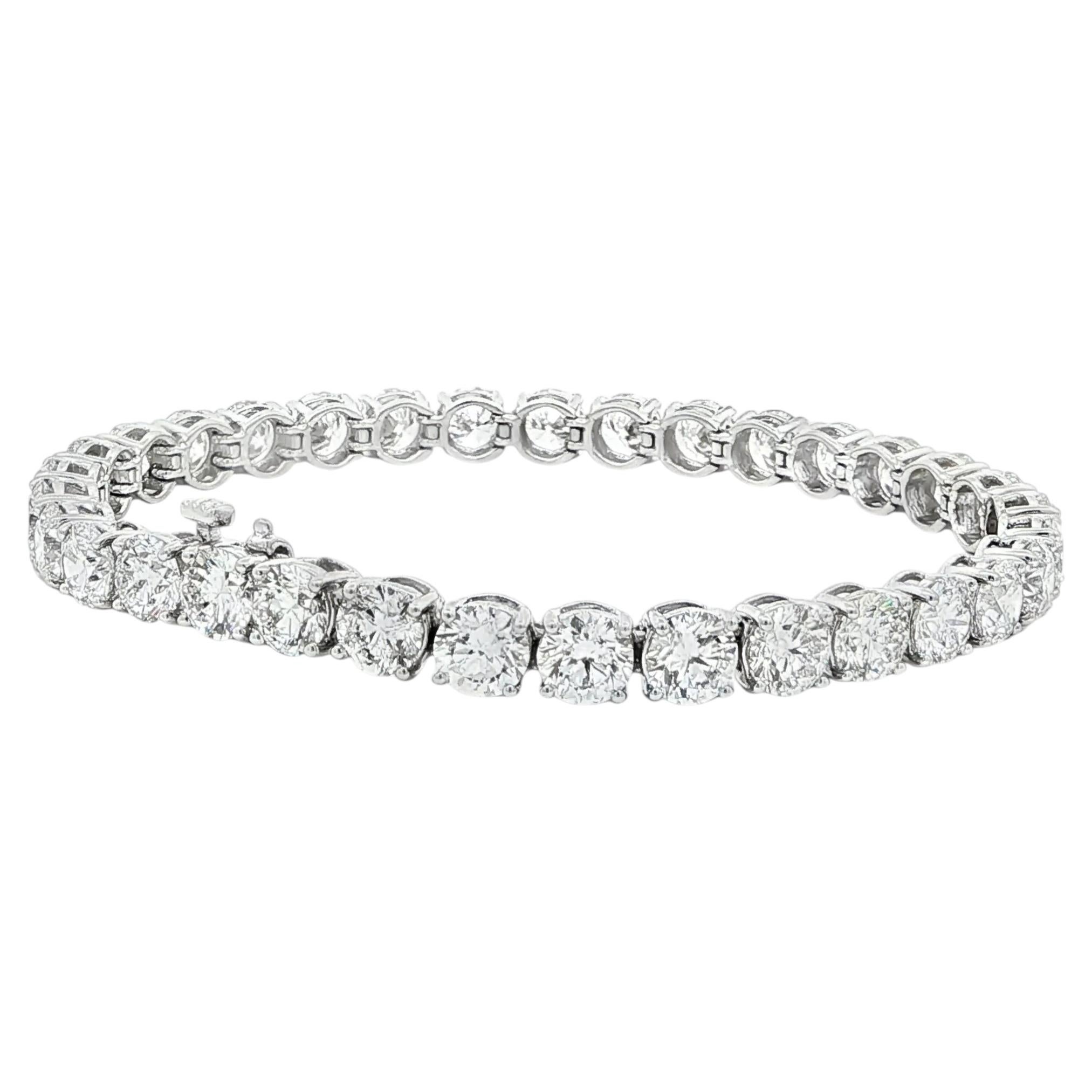 GIA Certified 16.51CTW Round Brilliant Diamond Tennis Bracelet in 14K White Gold