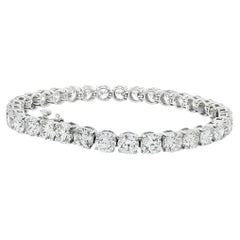 Pulsera tipo «tennis» con diamantes redondos brillante de 16,51 CTW, certificada por el GIA, en oro blanco de 14K