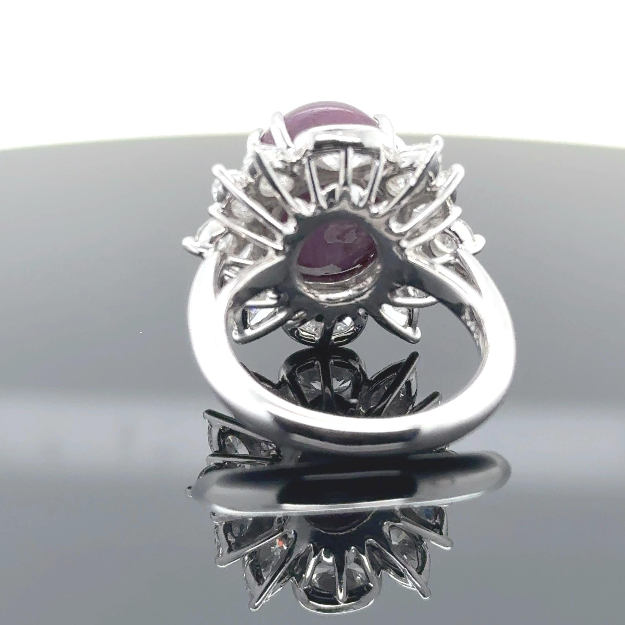 GIA-zertifizierter 16,52 Karat unerhitzter Stern-Rubin- und Diamantring im Zustand „Neu“ im Angebot in New York, NY