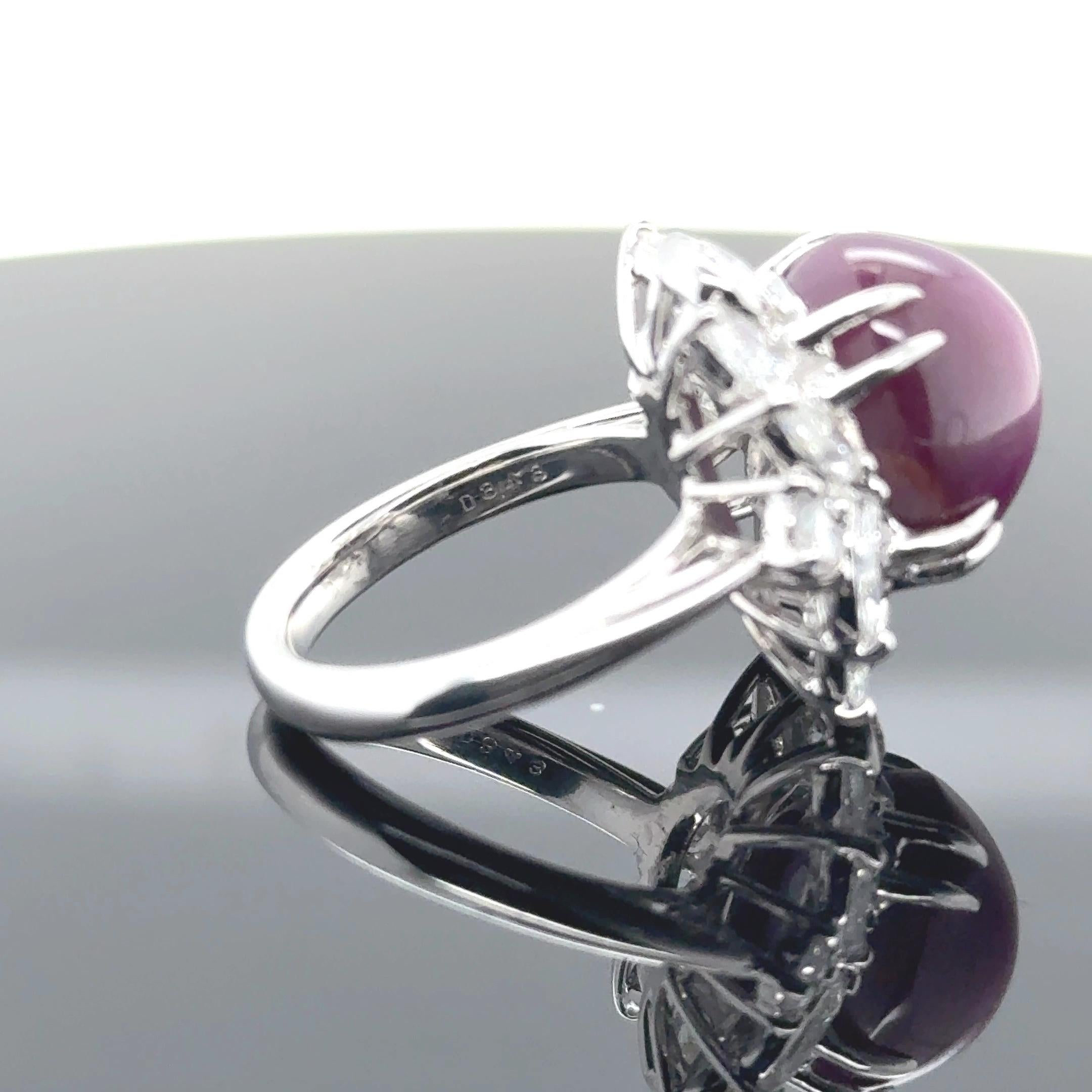 GIA-zertifizierter 16,52 Karat unerhitzter Stern-Rubin- und Diamantring für Damen oder Herren im Angebot