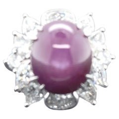 Anillo de diamantes y rubí estrella sin calentar certificado por GIA de 16,52 quilates