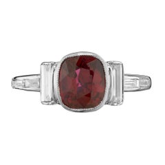 GIA Certified 1.66 Carat Art Deco Ruby White Diamond Platinum Engagement Ring