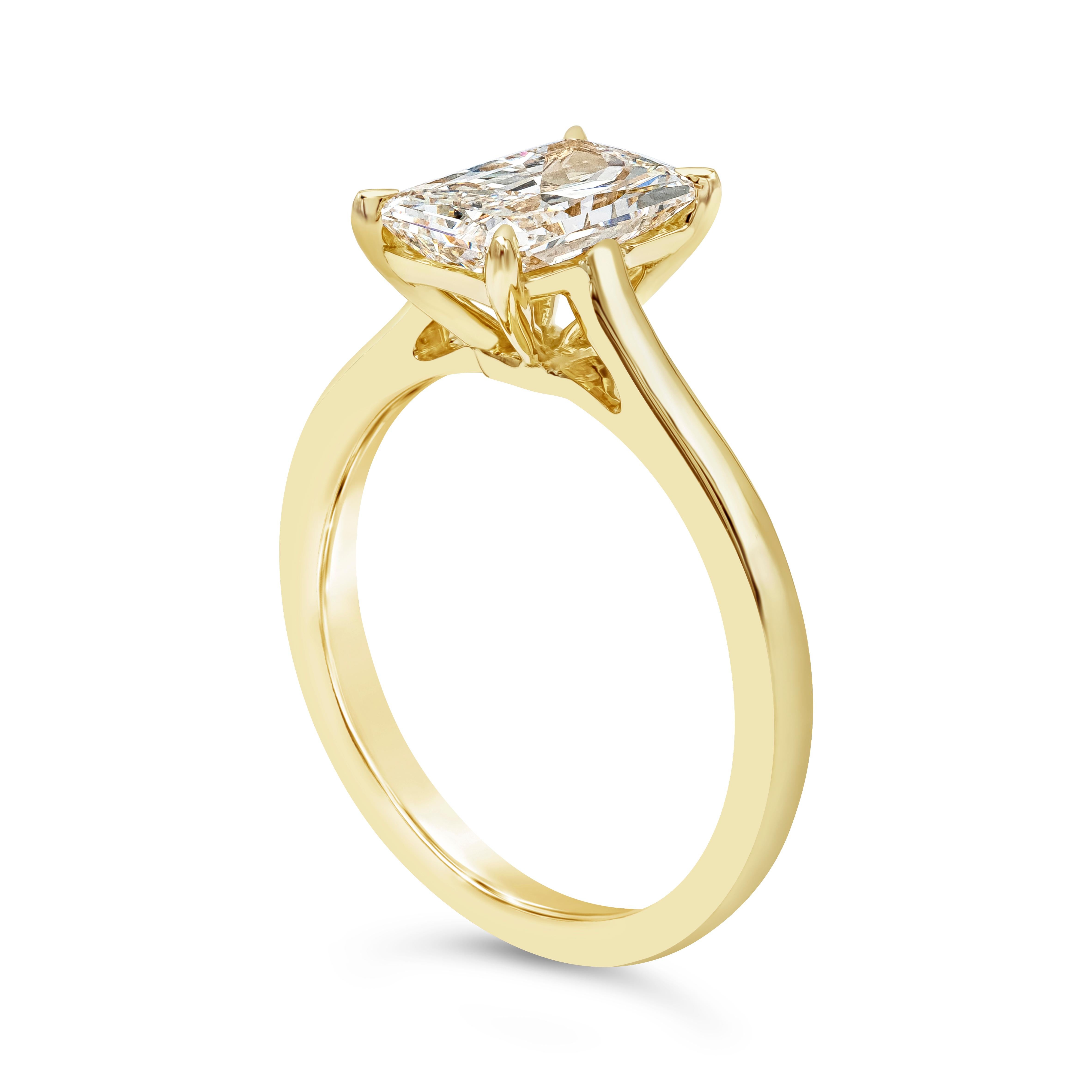 GIA zertifiziert 1,66 Karat verlängerter Diamant Solitär Verlobungsring im Strahlenschliff (Zeitgenössisch) im Angebot