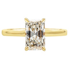 Antique Gia Certified 1.66 Carat Elongated Radiant Cut Diamond Solitaire Engagement Ring