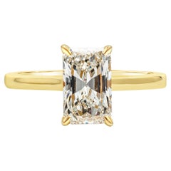 GIA Certified 1.66 Carat Elongated Radiant Cut Diamond Solitaire Engagement Ring