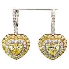 GIA Certified 1.66 Carat Fancy Yellow VS2/VS1 Clarity Diamond Earring