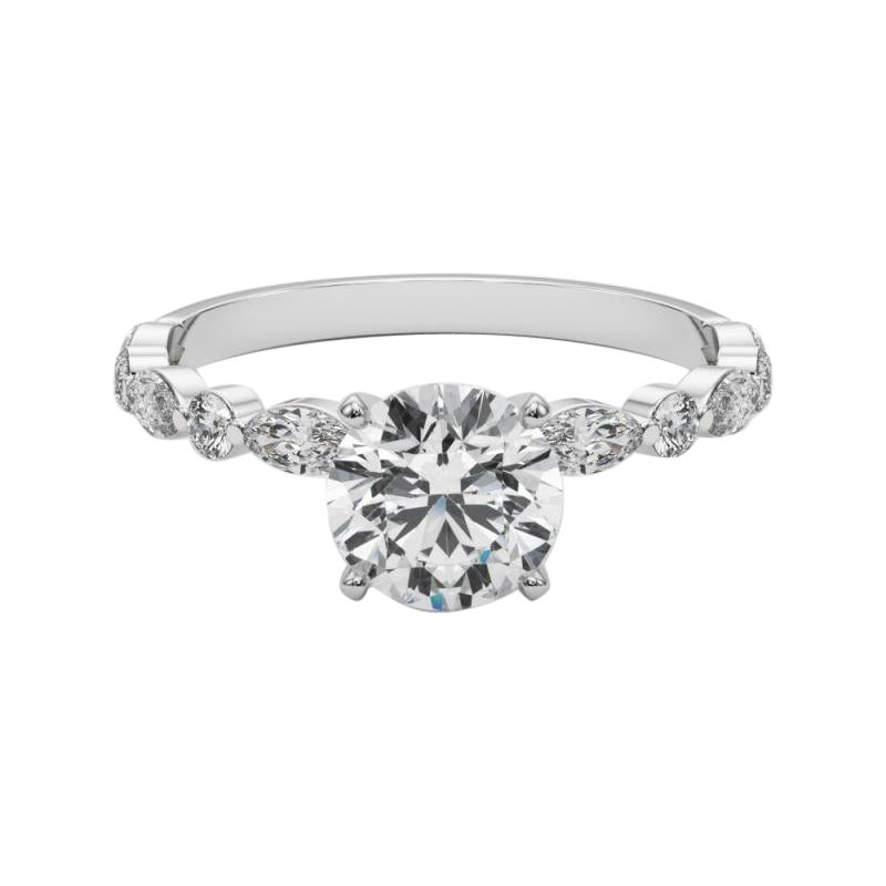 GIA Certified 1.66 Carat Round Diamond Band Solitaire Diamond Ring