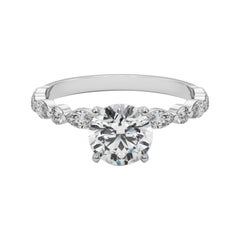 GIA Certified 1.66 Carat Round Diamond Band Solitaire Diamond Ring