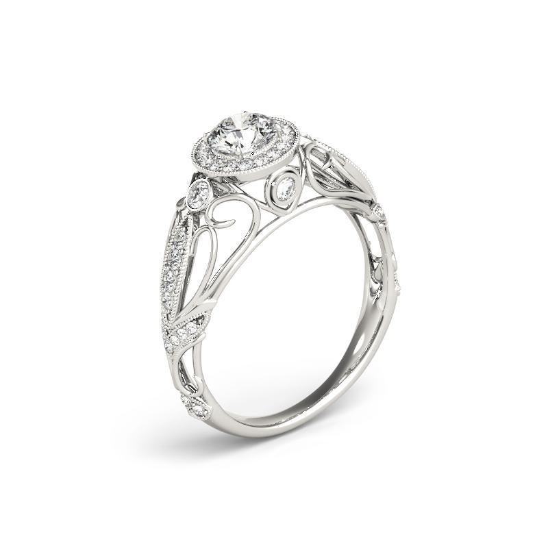 De las mujeres Anillo de diamantes con cúpula de cinta desplegable y halo redondo de 1,66 quilates certificado por el GIA en venta