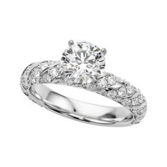 GIA Certified 1.66 Carat Round Twisted Braid Pave Band Diamond Ring