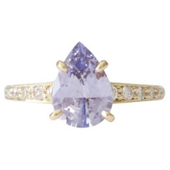 GIA Certified 1.66 Carats Natural Pear Shaped Lavender Sapphire Engagement Ring