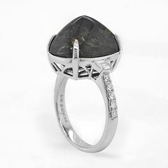 GIA Certified 16.63 Carat Sapphire and Fancy Diamond White Gold Ring