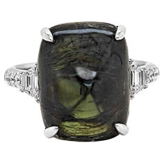 GIA Certified 16.63 Carat Sapphire and Fancy Diamond White Gold Ring