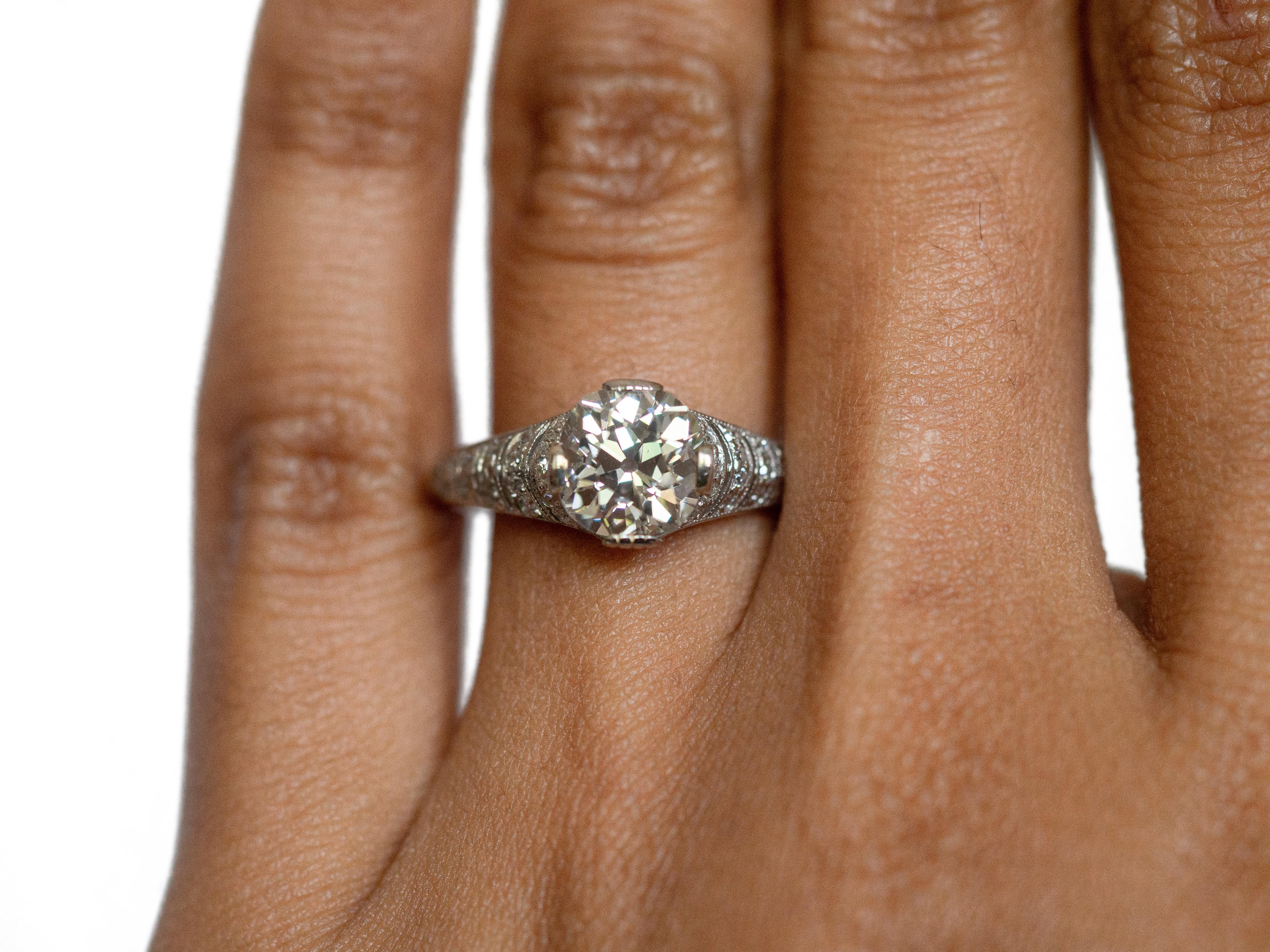 GIA Certified 1.67 Carat Diamond Platinum Engagement Ring In Good Condition For Sale In Atlanta, GA