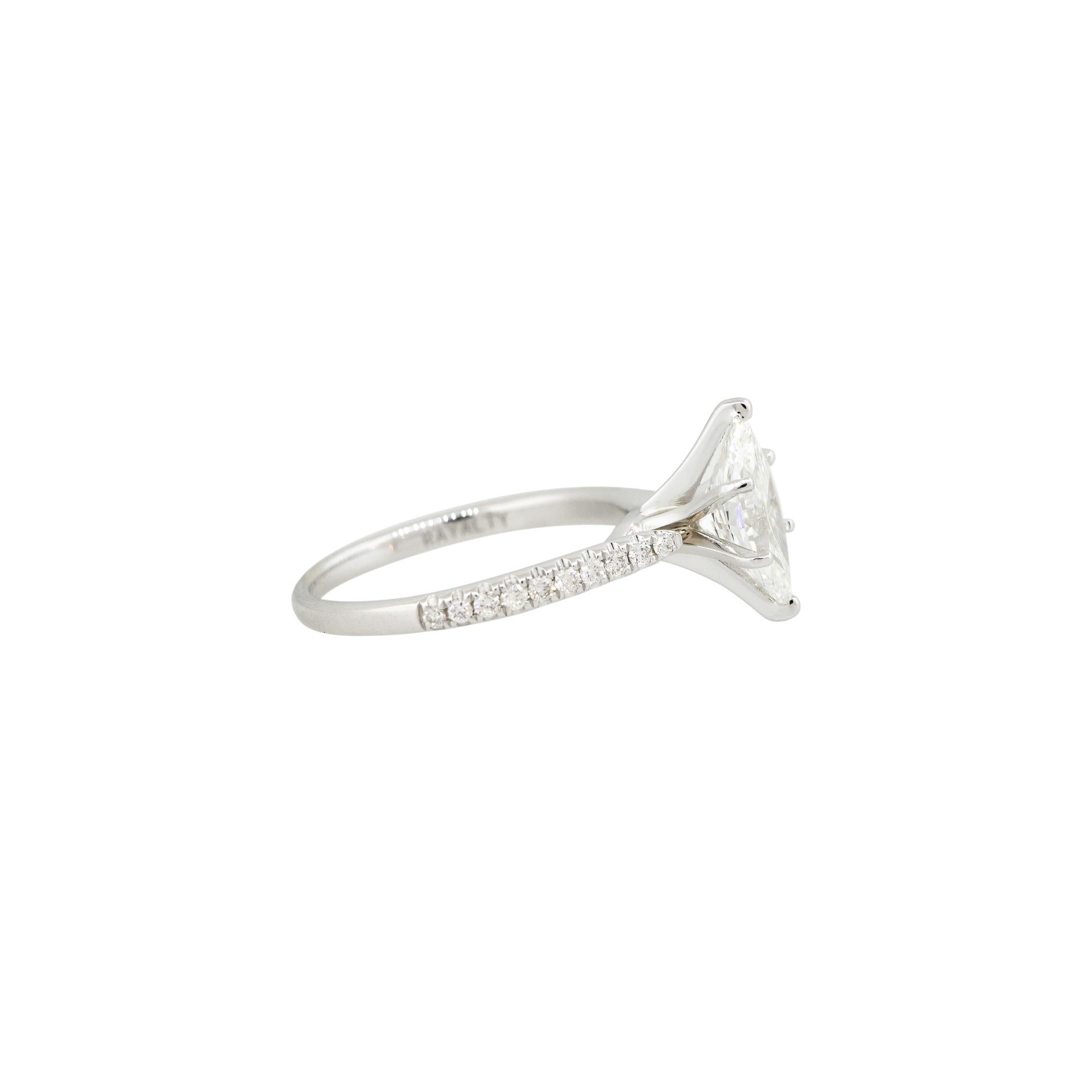 Modern GIA Certified 1.67 Carat Marquise Cut Diamond Engagement Ring 14 Karat In Stock For Sale