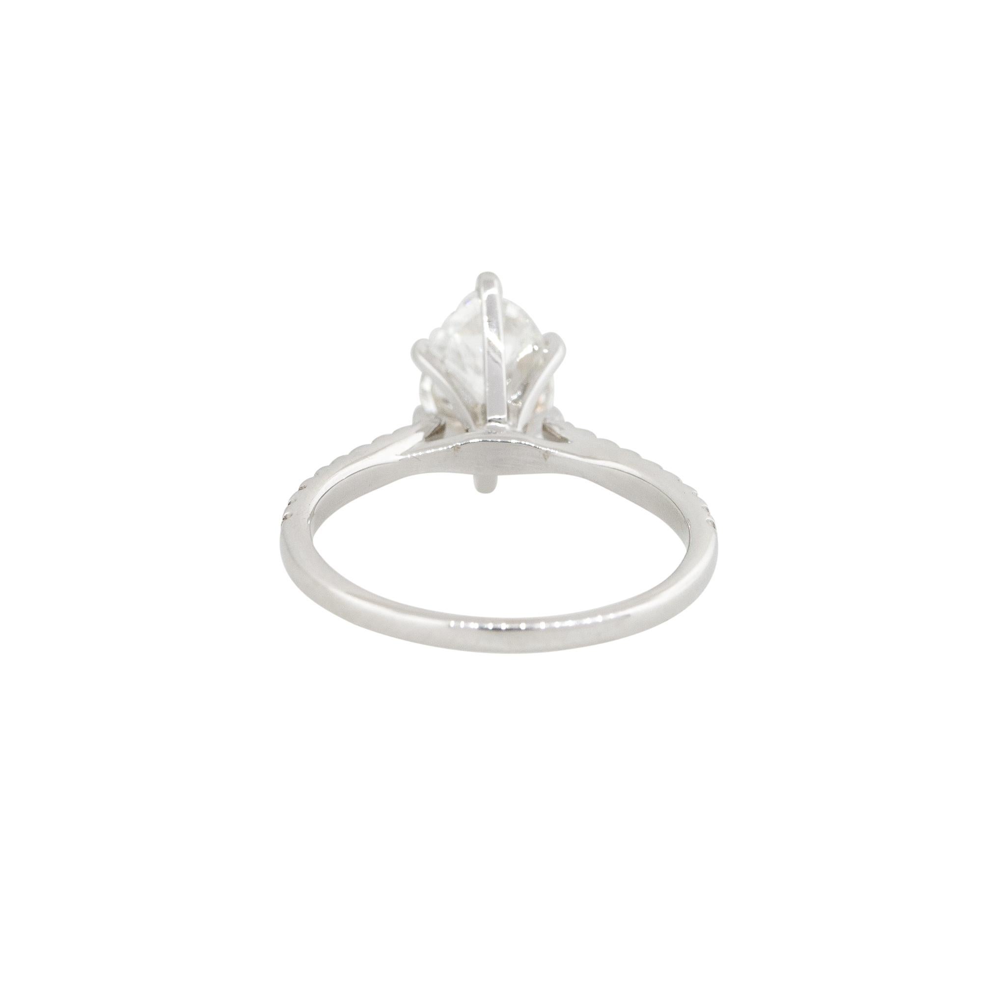 Round Cut GIA Certified 1.67 Carat Marquise Cut Diamond Engagement Ring 14 Karat In Stock For Sale