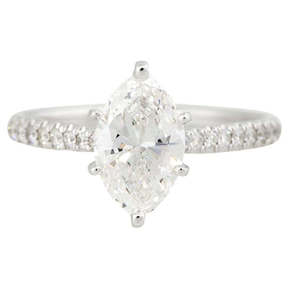 GIA Certified 1.67 Carat Marquise Cut Diamond Engagement Ring 14 Karat In Stock