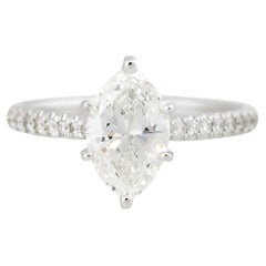 GIA Certified 1.67 Carat Marquise Cut Diamond Engagement Ring 14 Karat In Stock