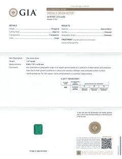 Natural Green Colombian Emerald Gemstone 1.67 carats with GIA Report