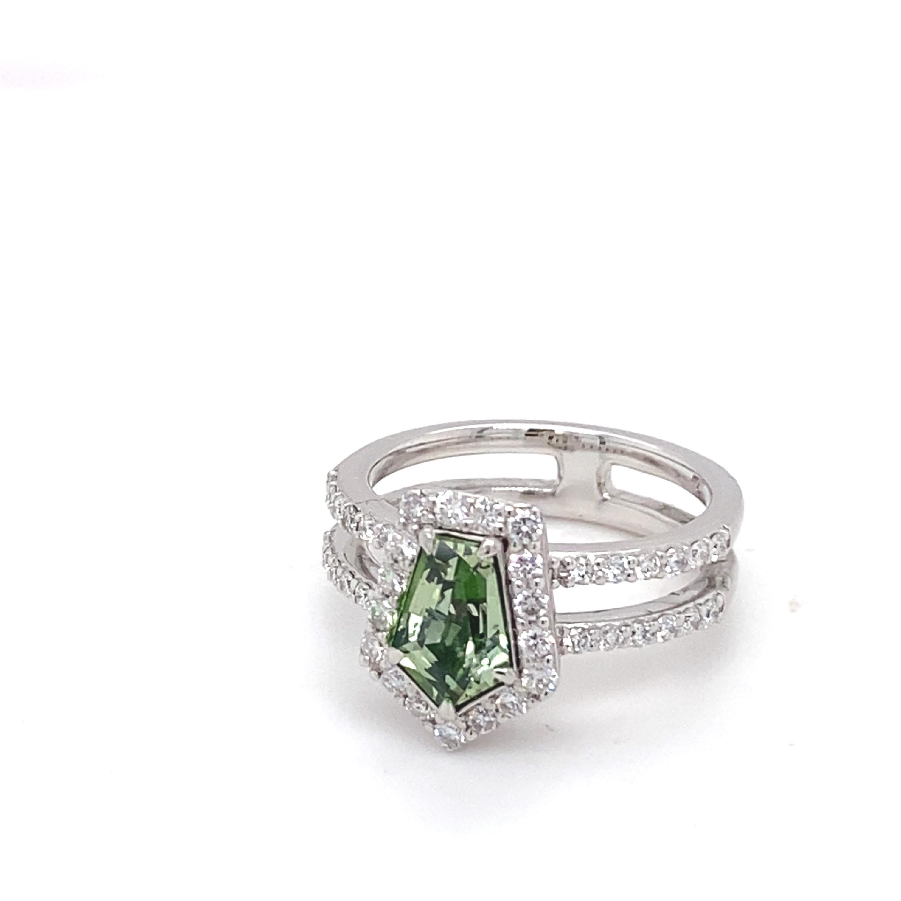 GIA Certified 1.67 Carat No Heat Sapphire Diamond Platinum Ring 1