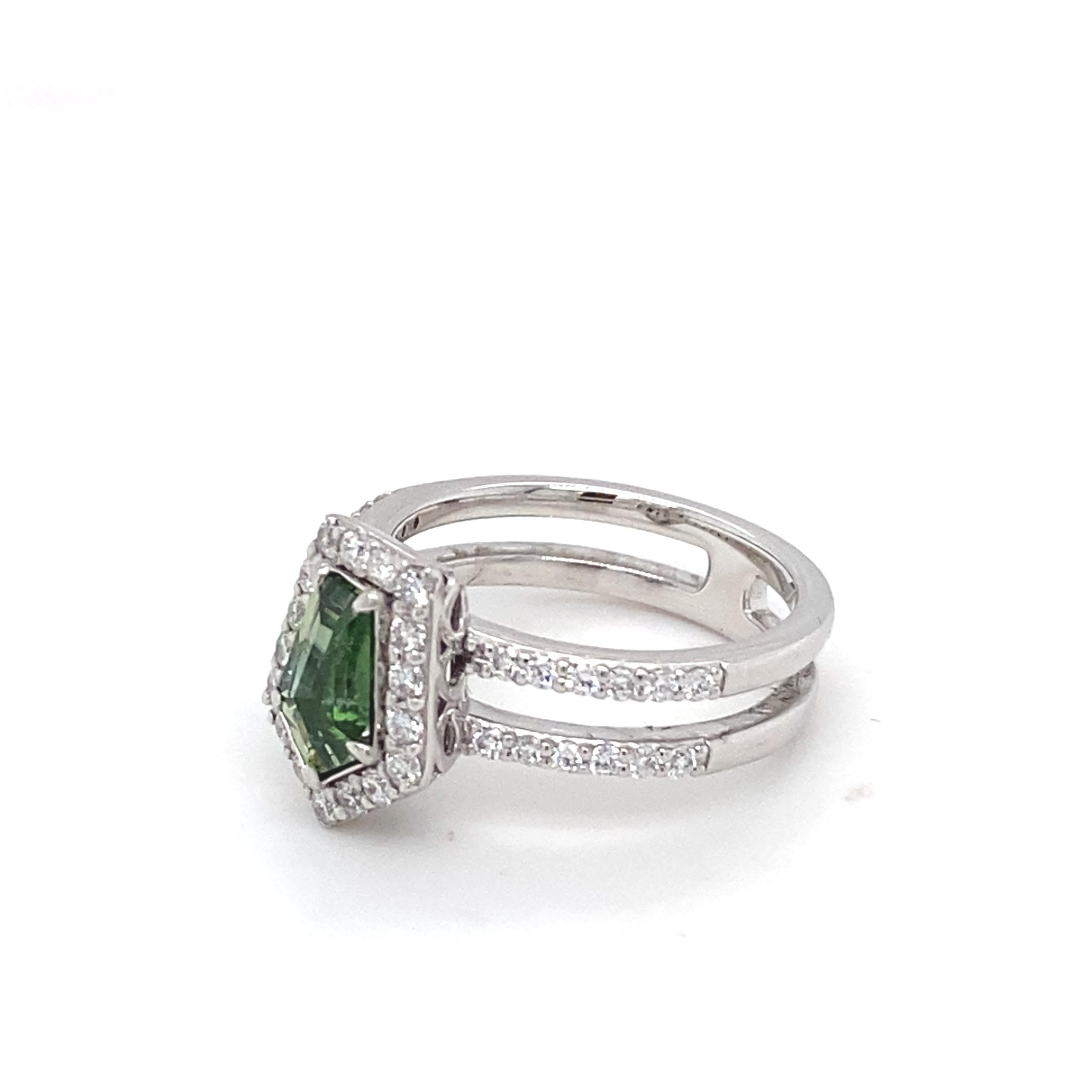 GIA Certified 1.67 Carat No Heat Sapphire Diamond Platinum Ring 2