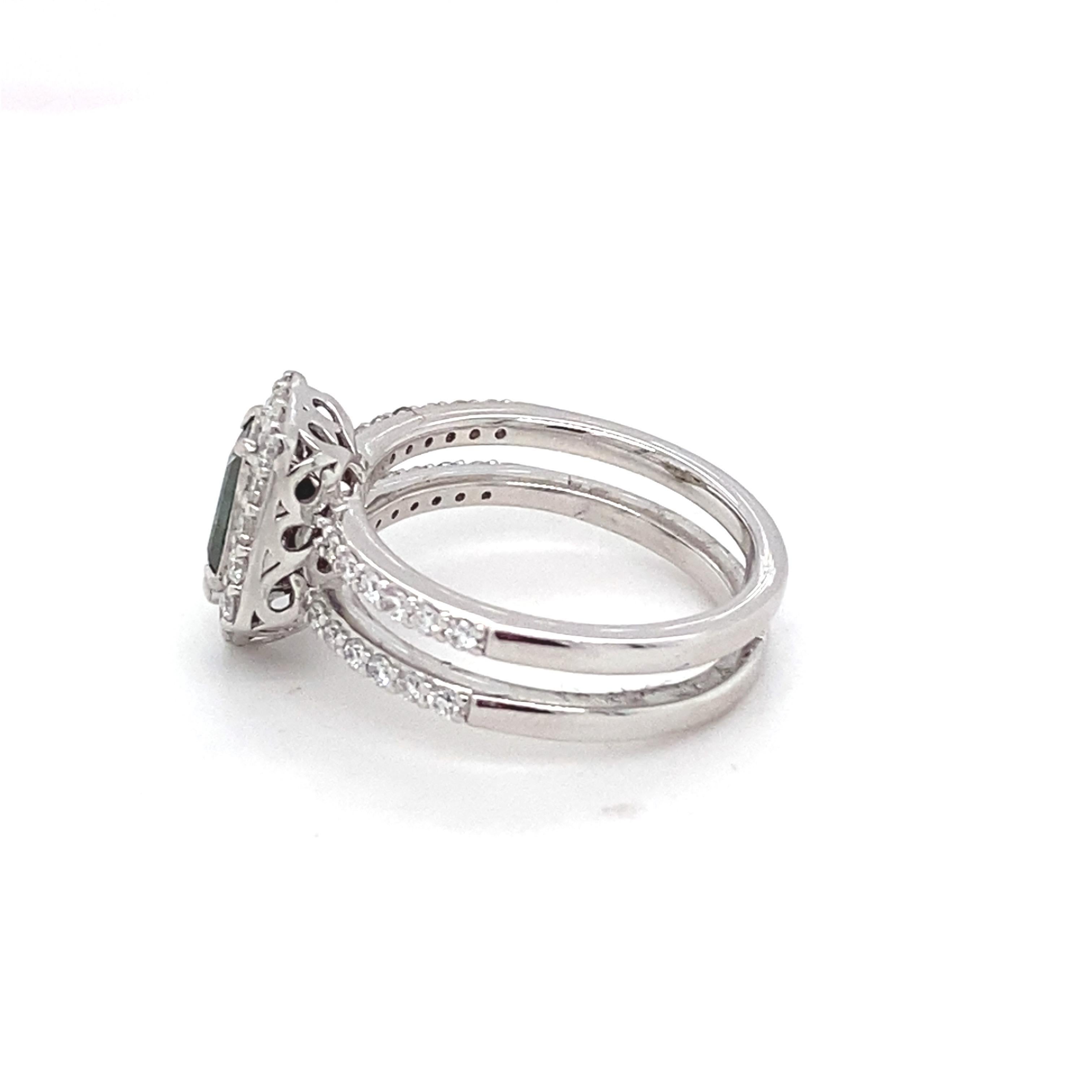 GIA Certified 1.67 Carat No Heat Sapphire Diamond Platinum Ring 3