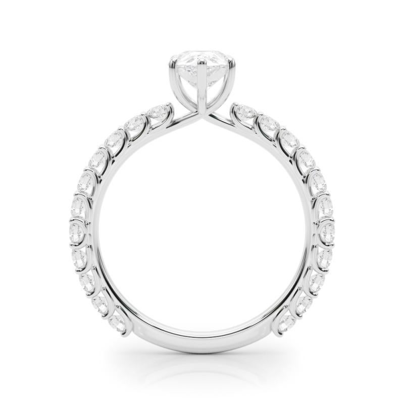 GIA Certified 1,67 Carat Pear Partial Eternity Shank Platinum Diamond Ring (Anello di diamanti con gambo a forma di pera) In condizioni Nuovo in vendita a New York, NY