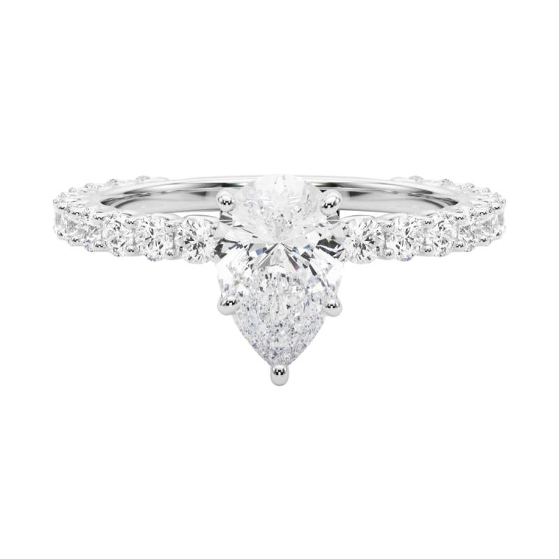 GIA zertifiziert 1,67 Karat Birne teilweise Ewigkeit Schaft Platin Diamantring