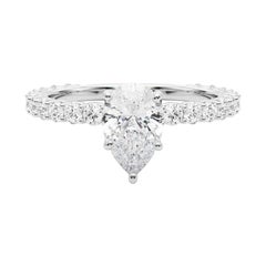 GIA zertifiziert 1,67 Karat Birne teilweise Ewigkeit Schaft Platin Diamantring