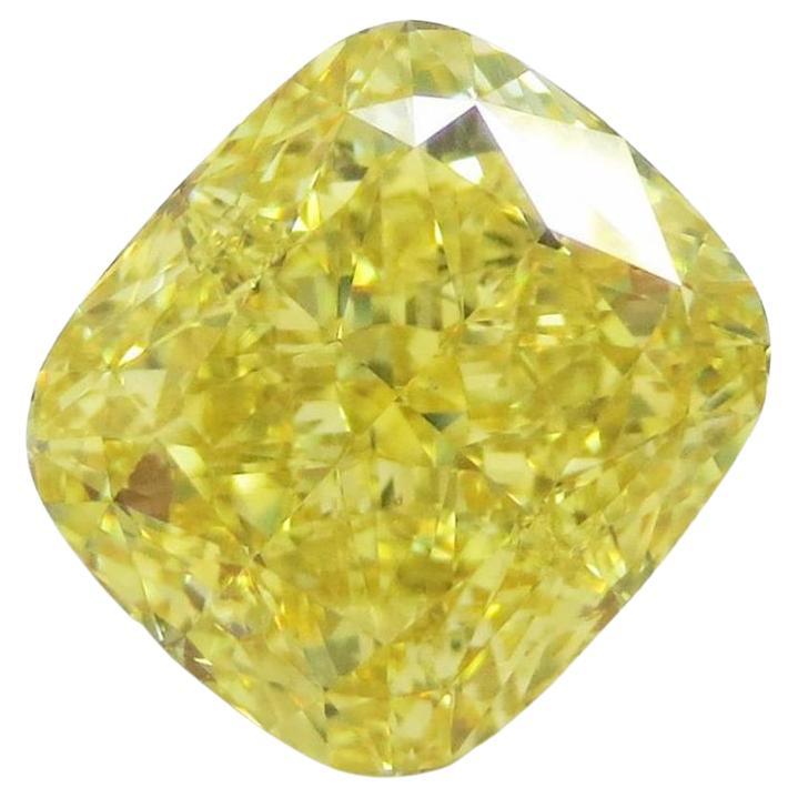 GIA Certified 16.73 Carat Fancy Intense Yellow Cushion Diamond VVS1