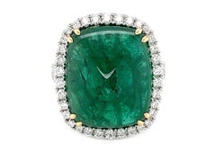 Anello con smeraldo e diamante a cuscino certificato GIA da 16,75 carati