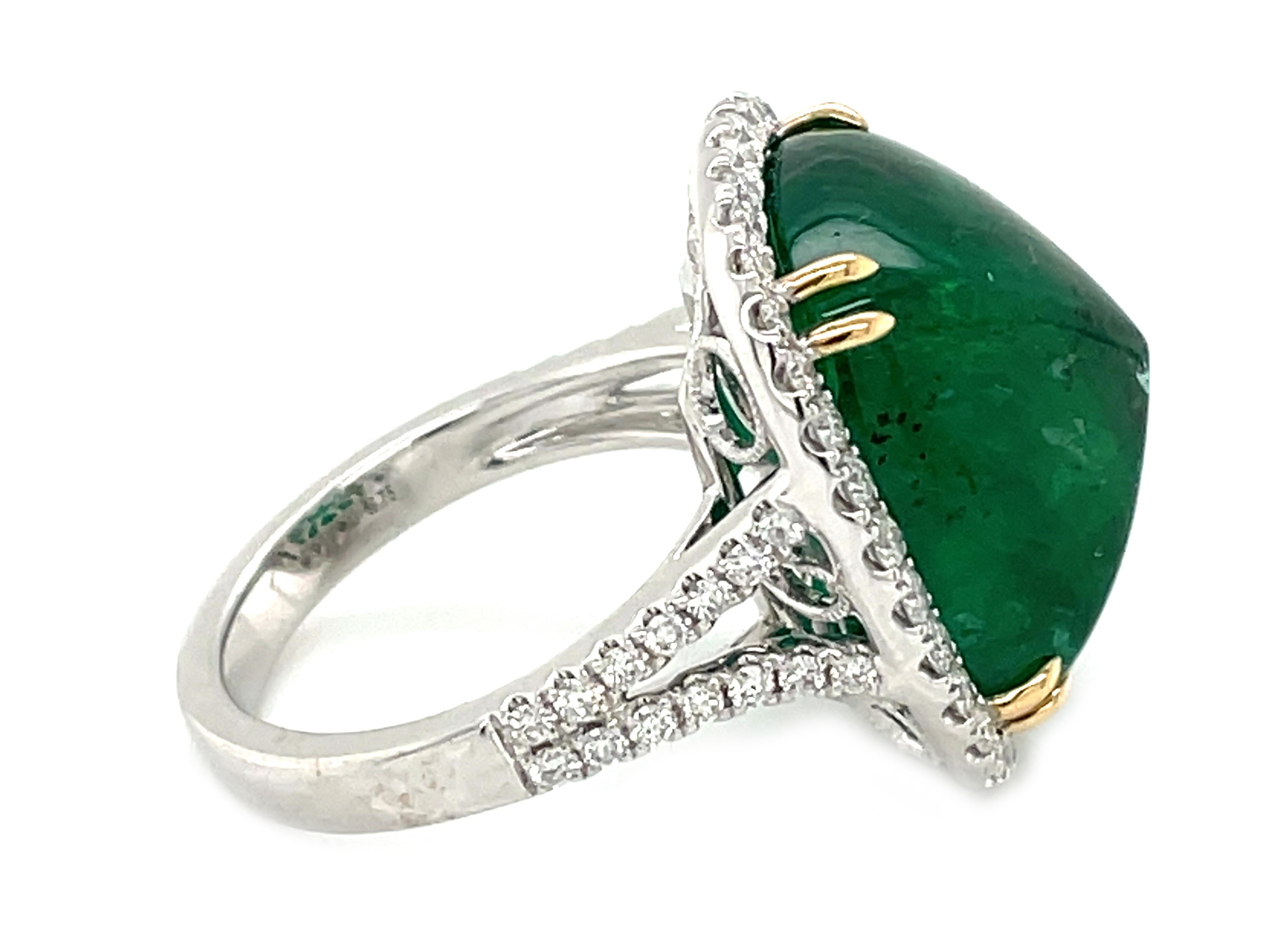 Cushion Cut GIA Certified 16.75 Carat Cushion Emerald and Diamond Ring For Sale