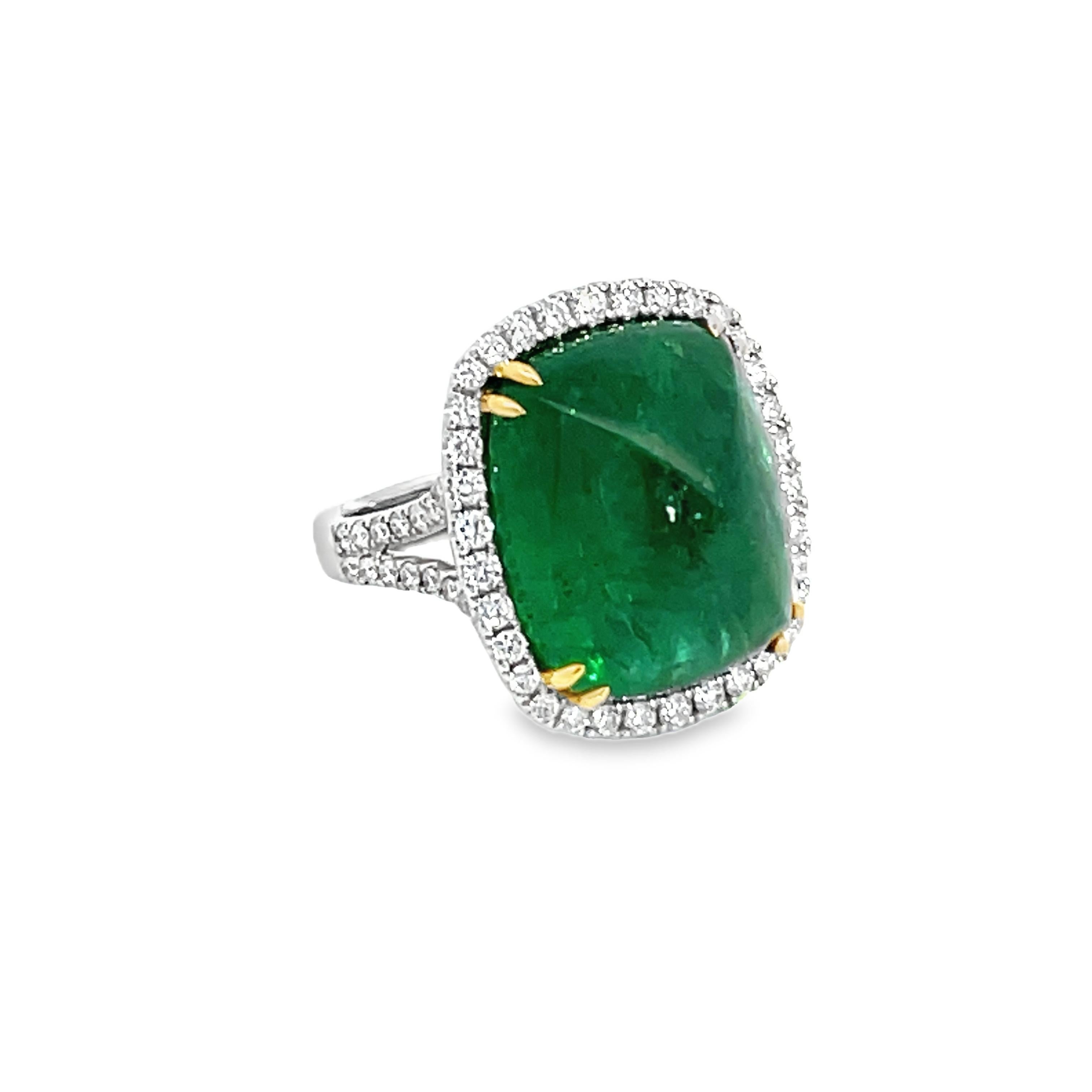 GIA Certified 16.75 Carat Cushion Emerald and Diamond Ring For Sale 1