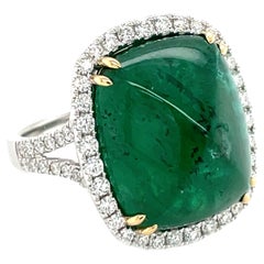 GIA-zertifizierter Ring mit 16,75 Karat Smaragd und Diamant im Kissenschliff